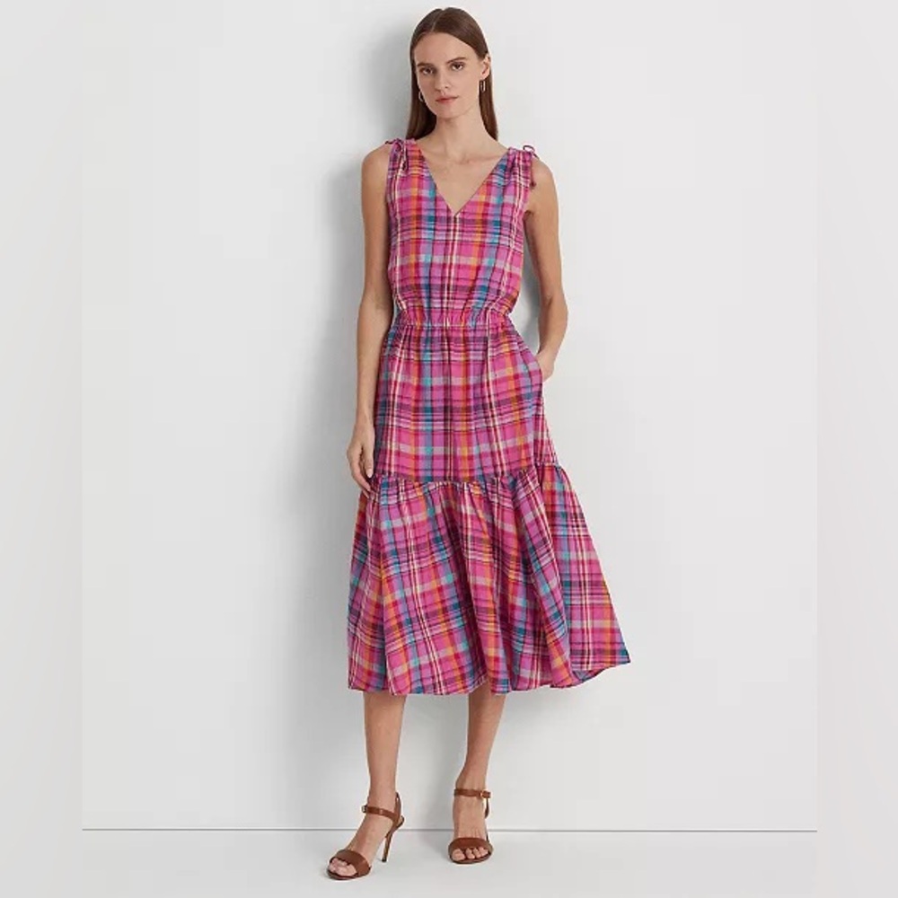 Ralph Lauren Plaid linen Sleeveless Dress